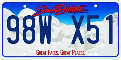 SD license plate 98WX51