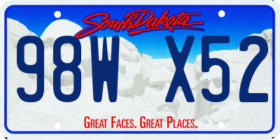 SD license plate 98WX52