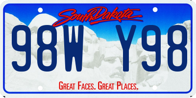 SD license plate 98WY98