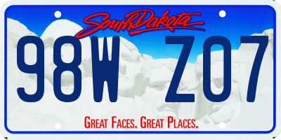 SD license plate 98WZ07