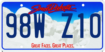 SD license plate 98WZ10