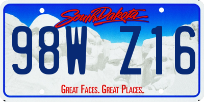 SD license plate 98WZ16