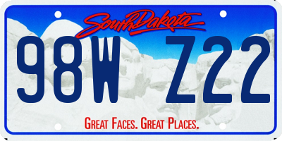 SD license plate 98WZ22