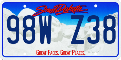 SD license plate 98WZ38