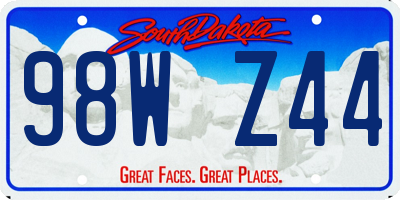 SD license plate 98WZ44