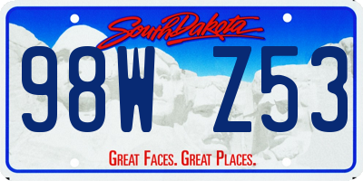 SD license plate 98WZ53