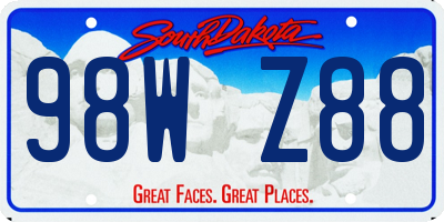 SD license plate 98WZ88