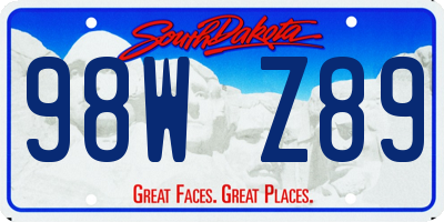 SD license plate 98WZ89