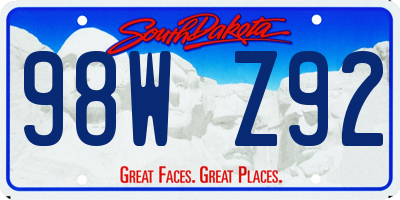 SD license plate 98WZ92