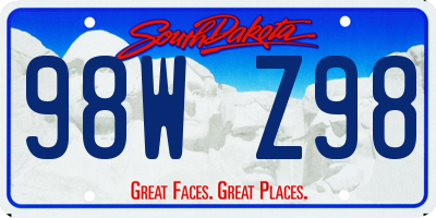 SD license plate 98WZ98