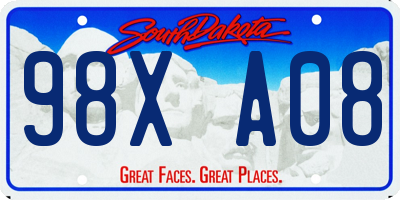SD license plate 98XA08