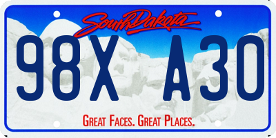 SD license plate 98XA30