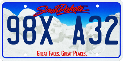 SD license plate 98XA32