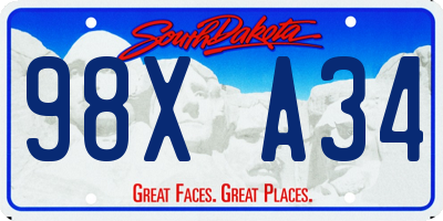 SD license plate 98XA34