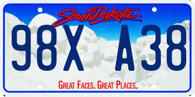 SD license plate 98XA38