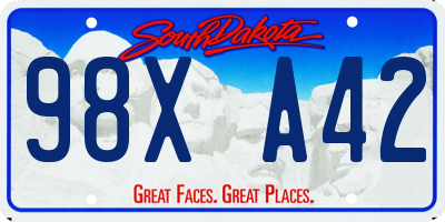 SD license plate 98XA42