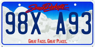 SD license plate 98XA93