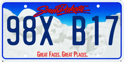 SD license plate 98XB17