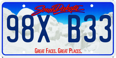 SD license plate 98XB33