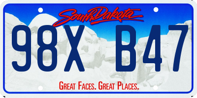 SD license plate 98XB47