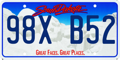 SD license plate 98XB52