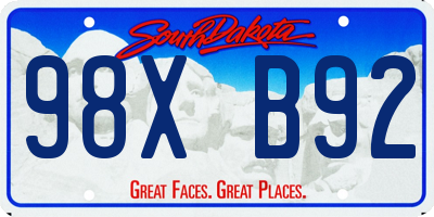SD license plate 98XB92