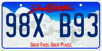 SD license plate 98XB93