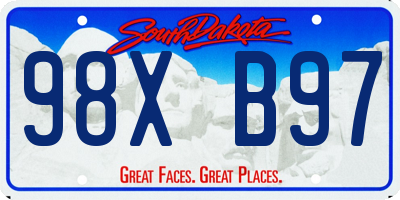 SD license plate 98XB97
