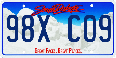 SD license plate 98XC09