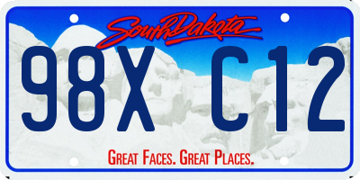SD license plate 98XC12