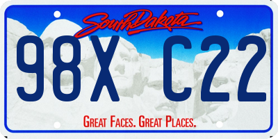 SD license plate 98XC22