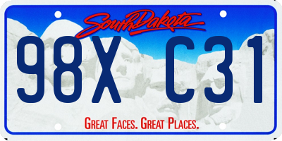 SD license plate 98XC31