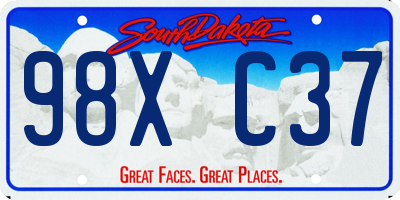 SD license plate 98XC37