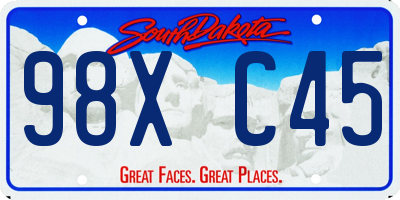 SD license plate 98XC45