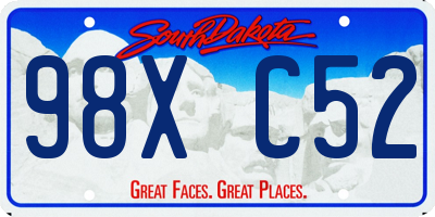 SD license plate 98XC52