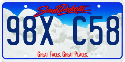 SD license plate 98XC58