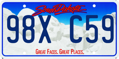 SD license plate 98XC59