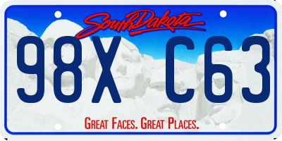 SD license plate 98XC63