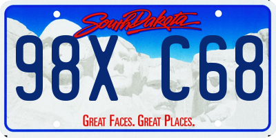SD license plate 98XC68