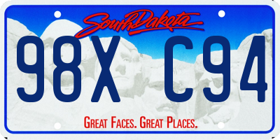 SD license plate 98XC94