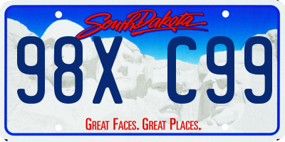 SD license plate 98XC99