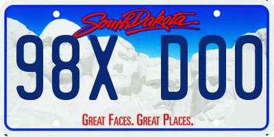 SD license plate 98XD00
