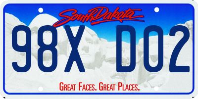 SD license plate 98XD02