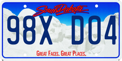SD license plate 98XD04
