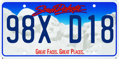 SD license plate 98XD18
