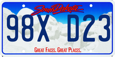 SD license plate 98XD23