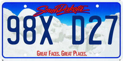 SD license plate 98XD27