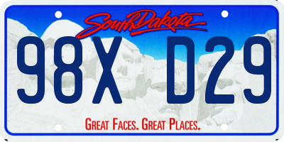 SD license plate 98XD29