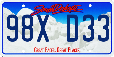 SD license plate 98XD33