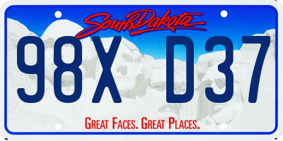 SD license plate 98XD37